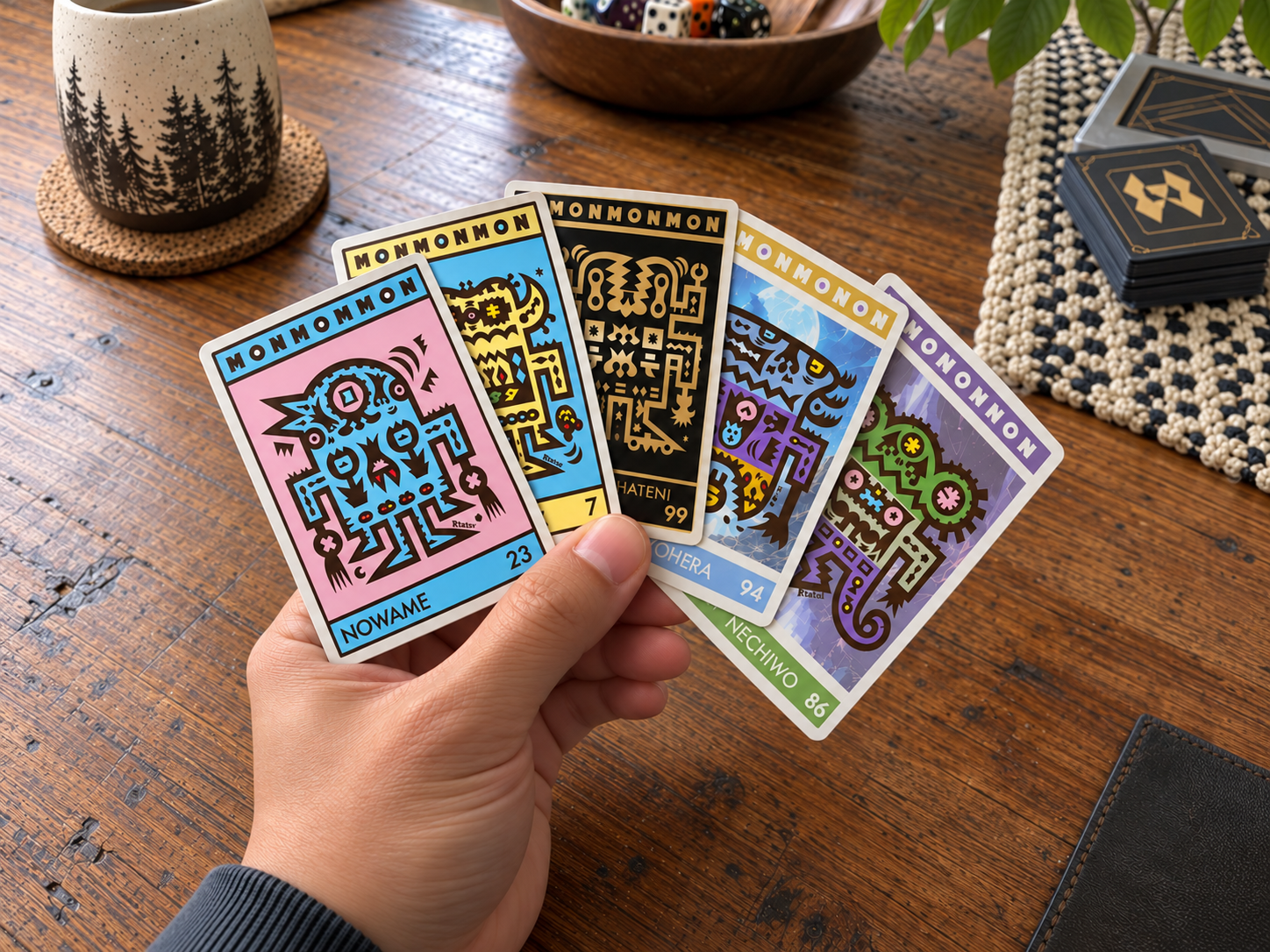 Five MONMONMON cards ready for Hidden Feelings